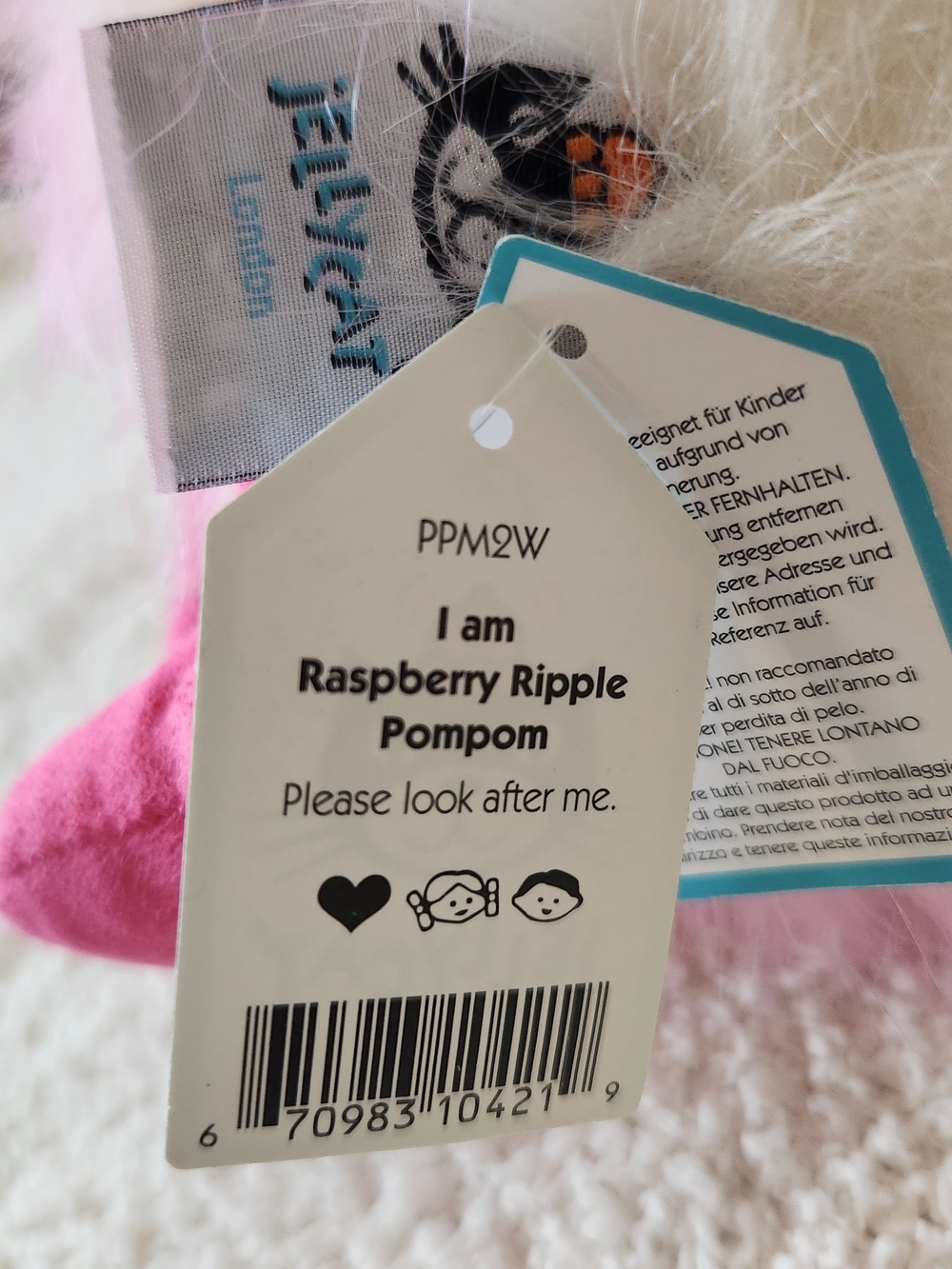 Jellycat- NWT- Raspberry Ripple Pompom - Picture 3 of 3